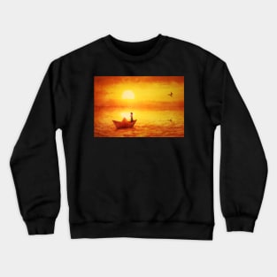 paper boat sailing adventure Crewneck Sweatshirt